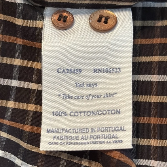 Ted Baker Men's Black/Brown Check Print Cotton Long Sleeve Button Down Size 4/L - Picture 8 of 10